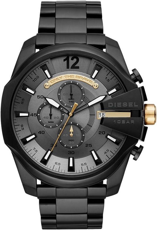 Diesel DZ4479 Mega Chief Chronograph Men's Watch - Grey Dial & Black Steel Strap