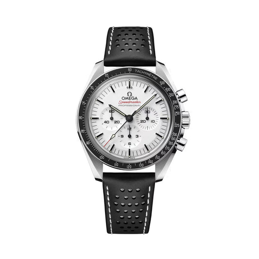 Omega Speedmaster Moonwatch Professional Chronograph Sapphire 42mm Watch - White on Leather Strap