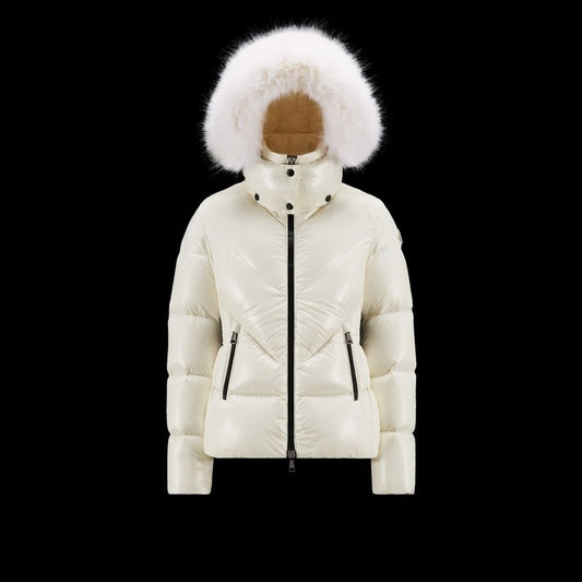 Moncler Celac Fur-Trim Hood Short Down Jacket — hero
