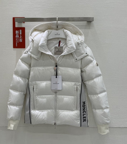 Moncler Color-Block Hooded Short Down Coat — hero