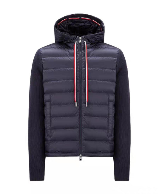 Moncler Quilted Knit-Sleeve Hooded Jacket — hero