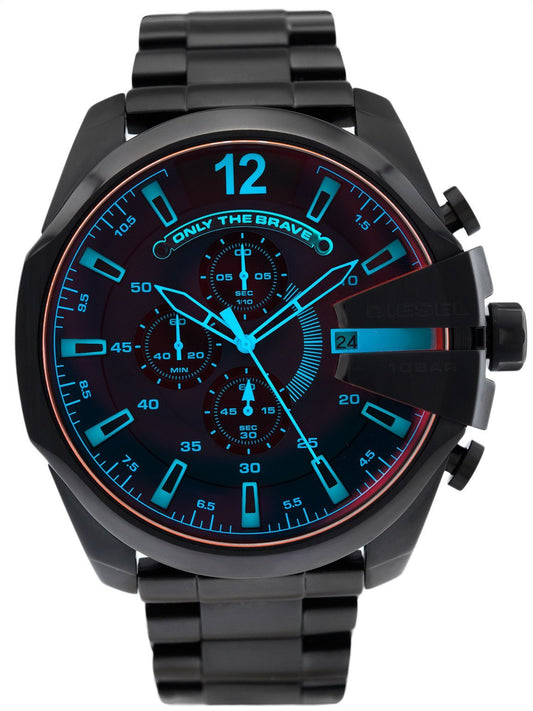 Diesel DZ4318 Mega Chief Chronograph Men's Watch - Black Dial & Black Steel Strap